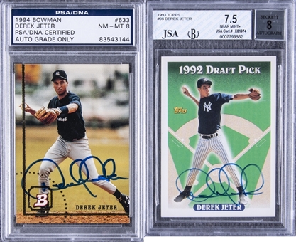 1993 and 1994 Derek Jeter Signed Rookie Cards Graded Pair (2 Different)
